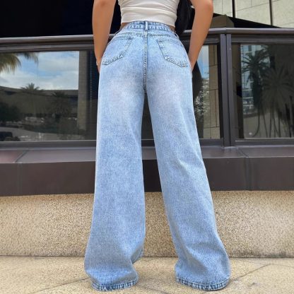 Ripped Washed Jeans Loose Straight Wide Leg - Image 2