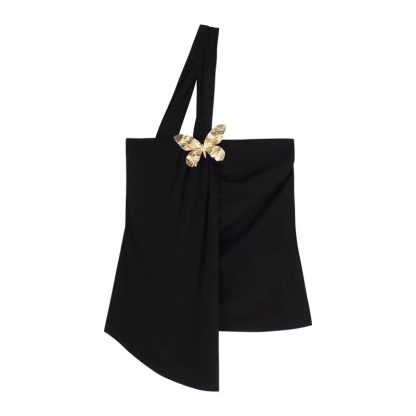 Women's Summer Slim-fit Pure Tube Top Vest Black Short - Image 6