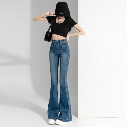 Spring And Autumn Hot Girl Slightly Flared Jeans Women - Image 3