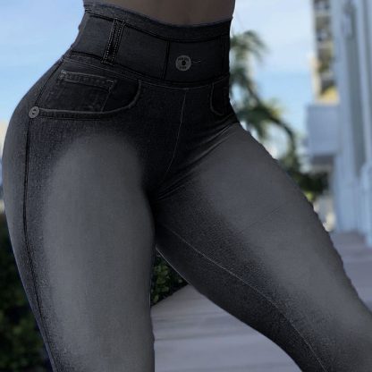 High Waist Camouflage Slim Fashion Button Stitching Casual Feet Trousers - Image 2