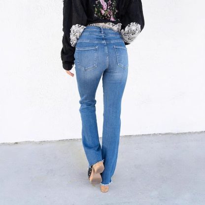 Women's High Waist Straight Double Button Jeans - Image 2