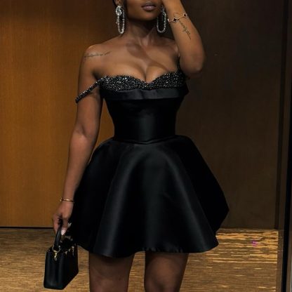 New Elegant Sequin Stitching Bandeau Sling Dress - Image 3