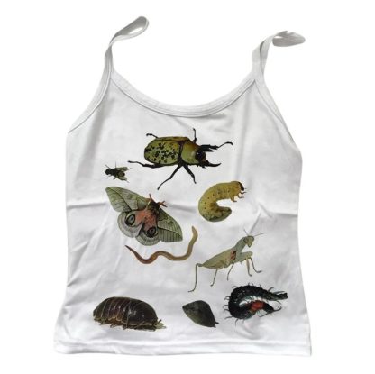Slim-fitting Suspenders Vest Pattern Printed Cropped Top - Image 3