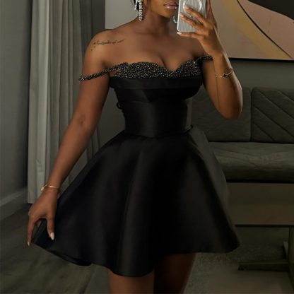 New Elegant Sequin Stitching Bandeau Sling Dress - Image 4