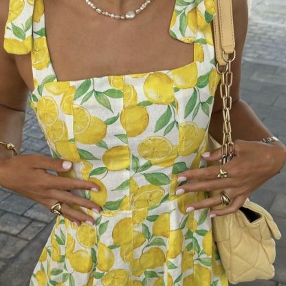 Fashion Small Temperament Printed Linen Blended Mini Dress - Image 4