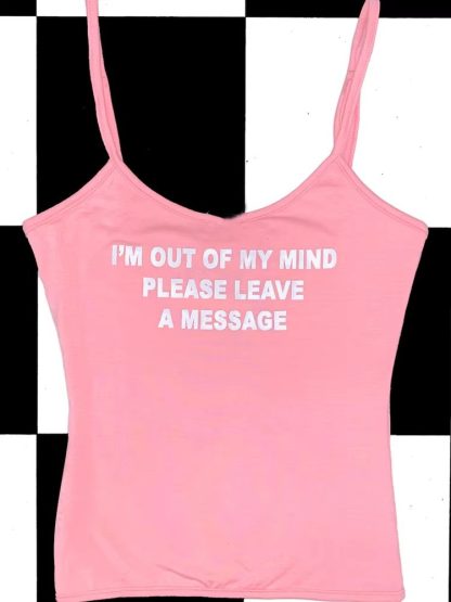 Hot Girl Letter Print Elegant Slim Fit Slimming Sleeveless Short Strap Women's Top - Image 6
