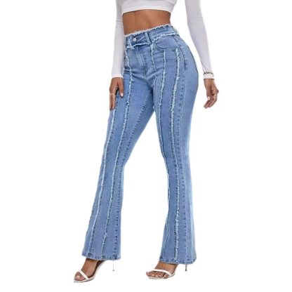 New Slightly Flared Wadding Edge Jeans For Women - Image 5