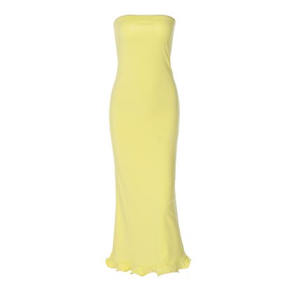 Hot Selling Solid Color New Sexy Tube Top Big Wave Dress Women - Image 4