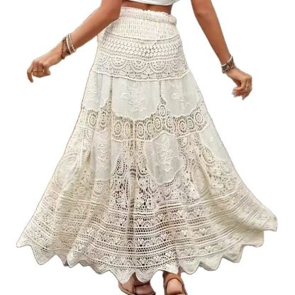 French Retro Hollow Knitted Big Hem Skirt - Image 5