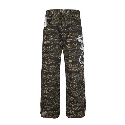 Casual All-match Camouflage Snake Year Limit Denim Paratrooper Pants - Image 5