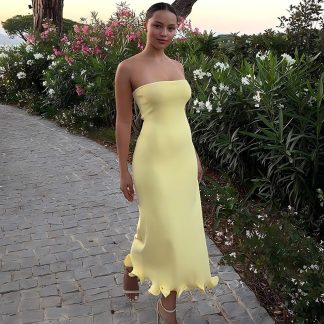Hot Selling Solid Color New Sexy Tube Top Big Wave Dress Women
