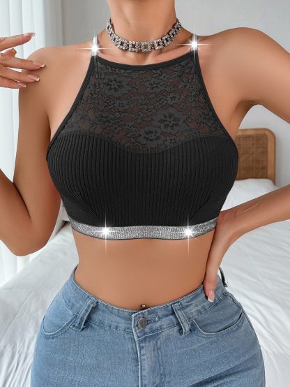 Stitching Halter Silver Ribbon Vest - Image 7