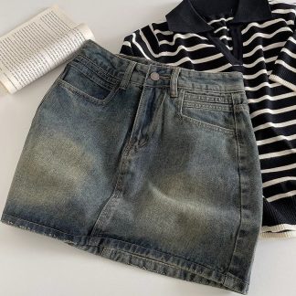 Retro Plus Size Short Denim Skirt Spring