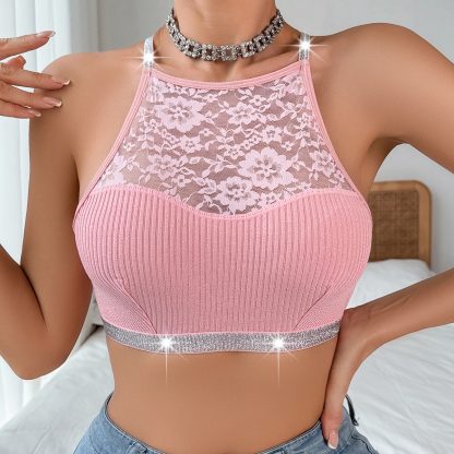 Stitching Halter Silver Ribbon Vest - Image 3