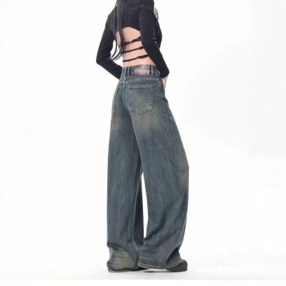 High Waist Drooping Versatile Mop Pants Wide Leg Jeans - Image 2