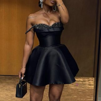 New Elegant Sequin Stitching Bandeau Sling Dress