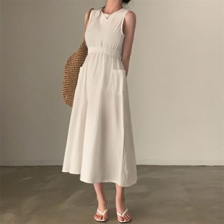 Pocket Sleeveless Vest Dress Women