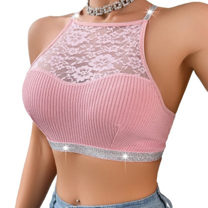 Stitching Halter Silver Ribbon Vest - Image 5