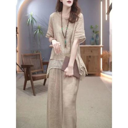 Retro Tencel Cotton And Hemp Set For Women - Image 3