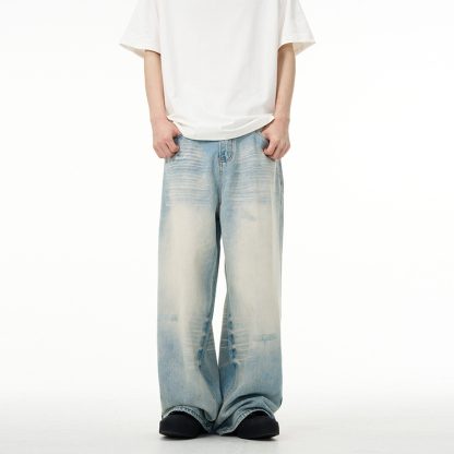 Water Washed Hole Wide Jeans For Men And Women - Image 3
