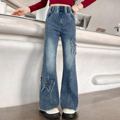 Girls' Casual Stretch All-match Denim Trousers