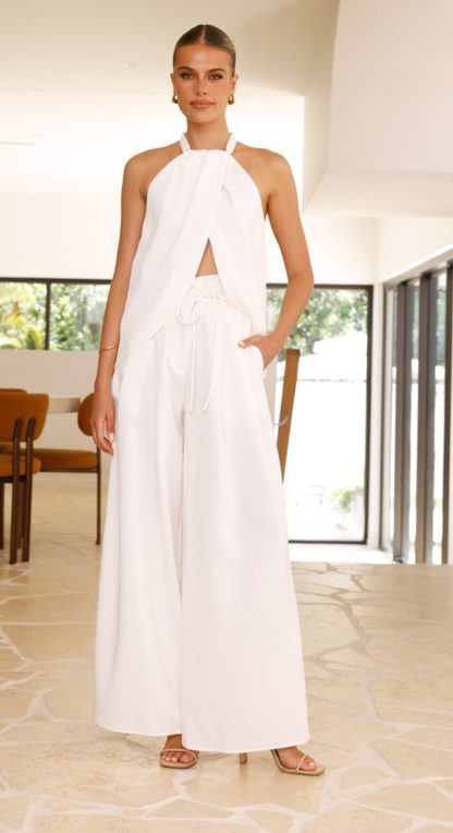 Women's Round Neck Wide Leg Pants Suit - Image 5