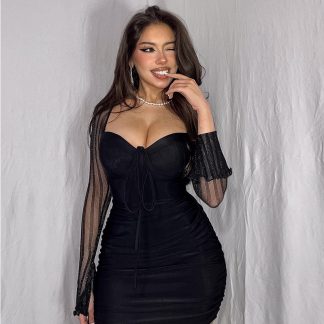 Women's Lace Screen Color Contrast Patchwork Dress