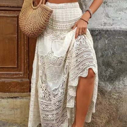 French Retro Hollow Knitted Big Hem Skirt - Image 4