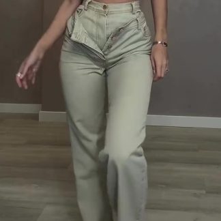 High Waist Double Jeans