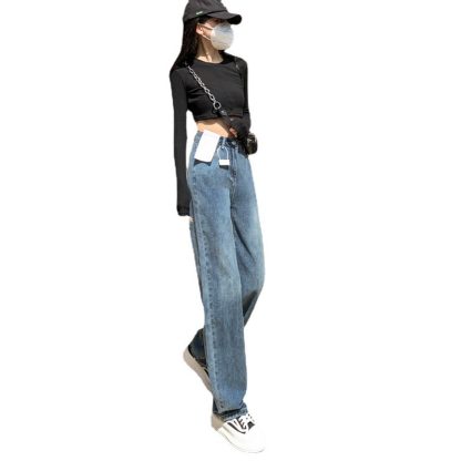 Plus Size Wide Legs Jeans For Women Autumn And Winter - Image 5
