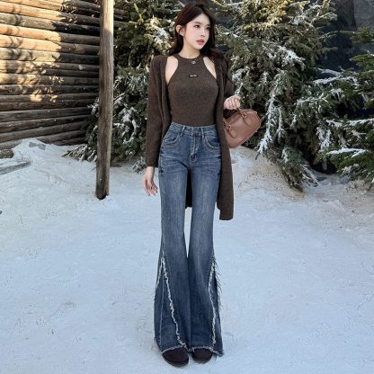 Fringed Burr Skinny Jeans Women's Spring Retro - Image 2