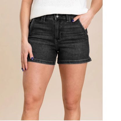 New Summer Women's Fashion High Waist Double Buckle Denim Shorts - Image 4