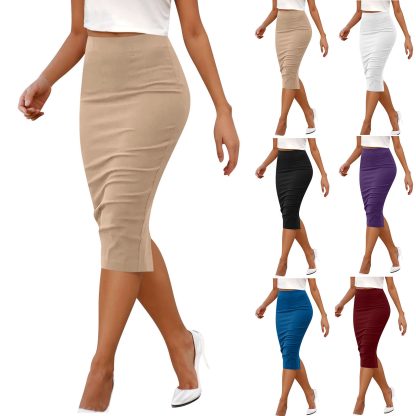 Pure Color Tight Hip Zipper Suit Skirt Mid-length - Image 2