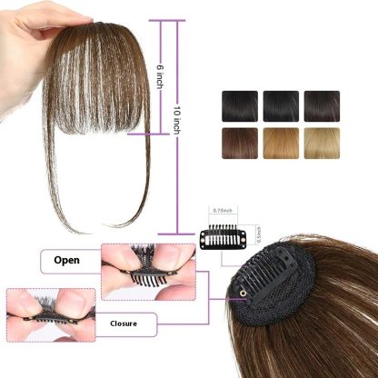 Women's Air Natural Forehead Invisible Seamless Hair-free Seam Full Real Bangs Wig Set - Image 2