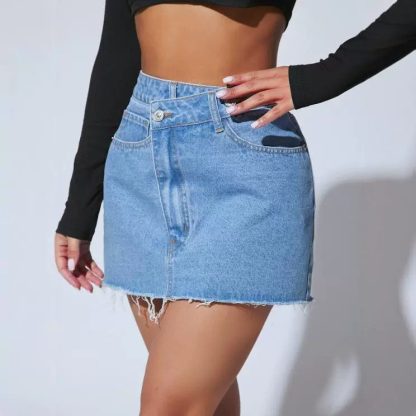 Short Fashion Irregular Denim Short Skirt - Image 4