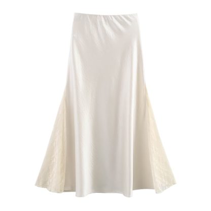 Spring And Summer Double-sided Lace High Open Fishtail Large Swing Satin Dress Skirt Skirt - Image 3