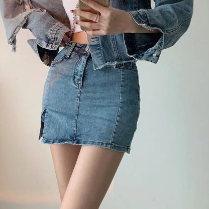 Black Denim Skirt For Women Spring - Image 4
