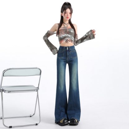 Small Loose American Style Leg-free Flared Pants - Image 7