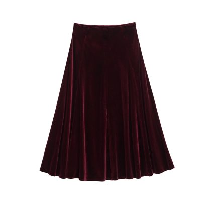 European And American Fashion Velvet Temperament Wave Skirt