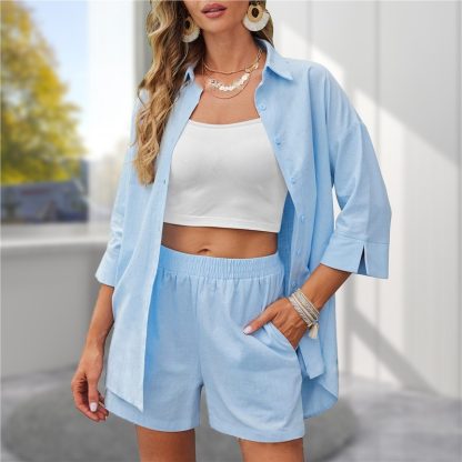 Women's Casual Loose Short Sleeves Shorts Suit - Image 8