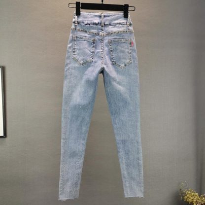 Elastic Slim Fit Slimming Heavy Embroidery Hot Drilling Tappered Pencil Pants - Image 4
