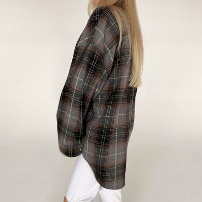 Women's Plaid Long-sleeved Shirt Fashionable Retro Loose - Image 4
