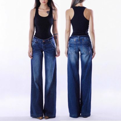 American-style Retro Low Waist Washed Straight Jeans - Image 2