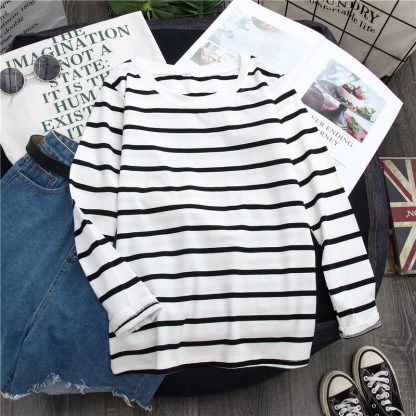Black Striped Western Style Shirt Women's Long-sleeved T-shirt - Image 6