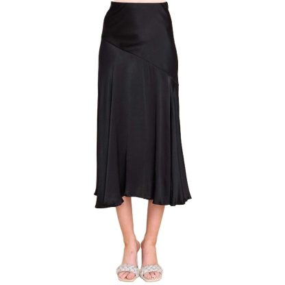 European And American Satin Skirt High Waist Elastic Split Stitching - Image 4