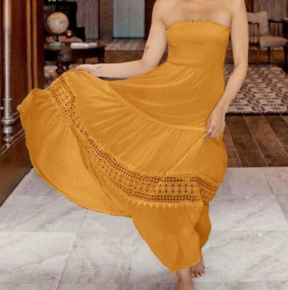 Lace Patchwork Holiday Long Dress - Image 2