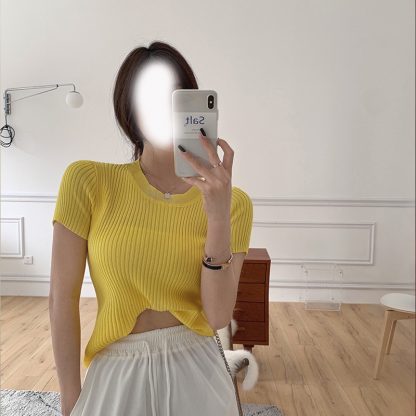 Fashion Short-sleeved Knitted Top For Women - Image 7