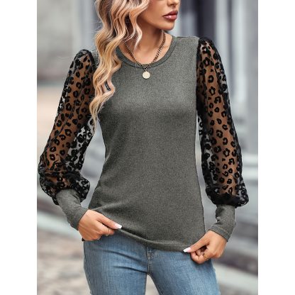 Slim-fit Color Matching Long-sleeved Top - Image 4