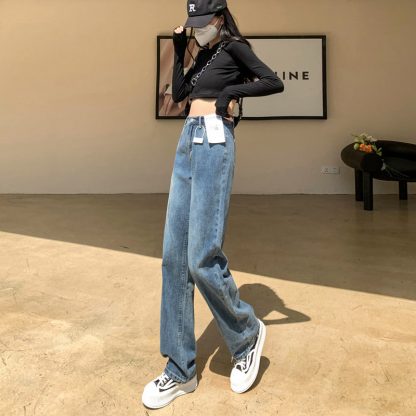 Plus Size Wide Legs Jeans For Women Autumn And Winter - Image 4