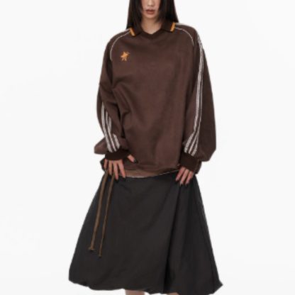 Drawstring Long Umbrella Skirt Over The Knee, Half Length Skirt - Image 4